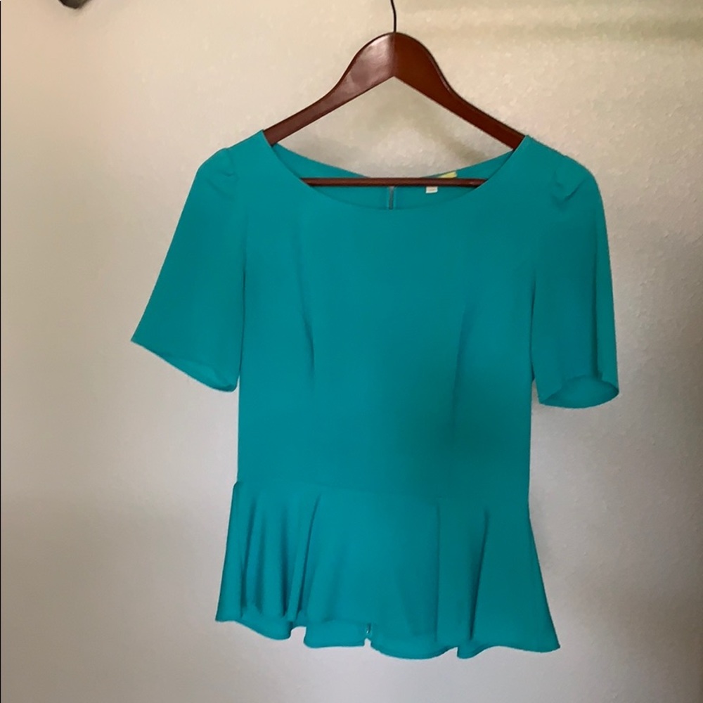 Gianna Bini Peplum Turquoise Shirt